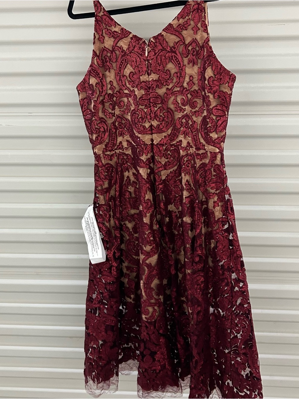 Dress the Population Burgundy Lace Fit & Flare Dress